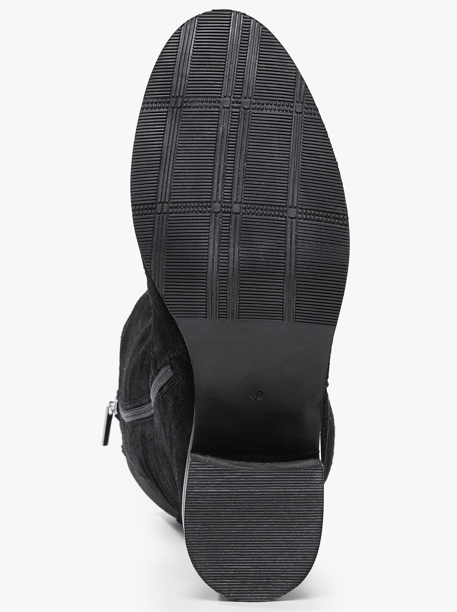 sheego Weitschaftstiefel mit Stretcheinsatz, aus Veloursleder - schwarz