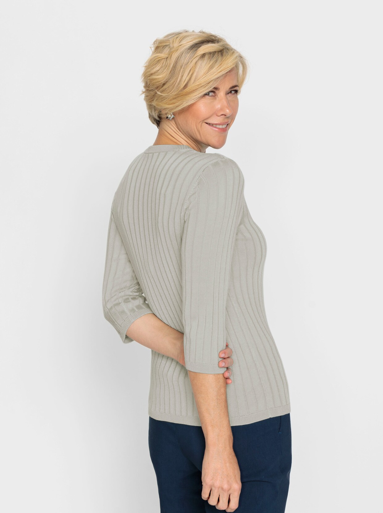 Pullover met ronde hals - lichtgrijs