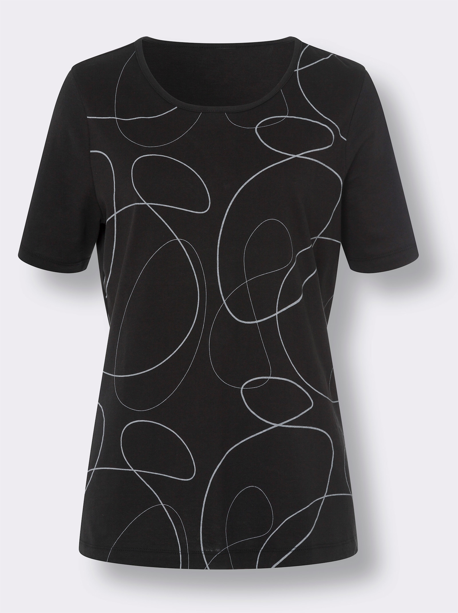 Vrijetijdsshirt van katoen - zwart/lichtgrijs bedrukt