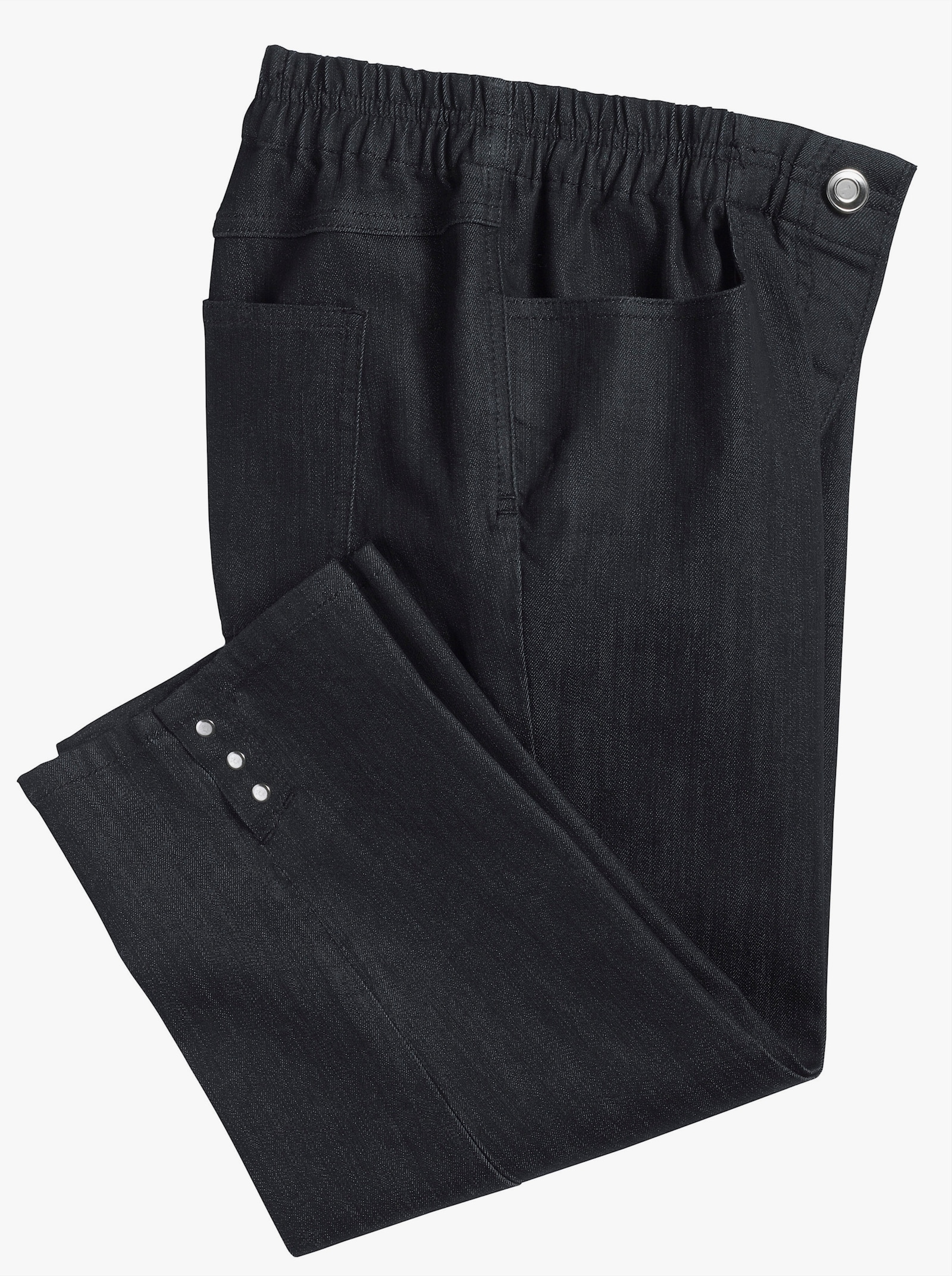 Caprijeans mit Nieten-Verzierung - black-denim