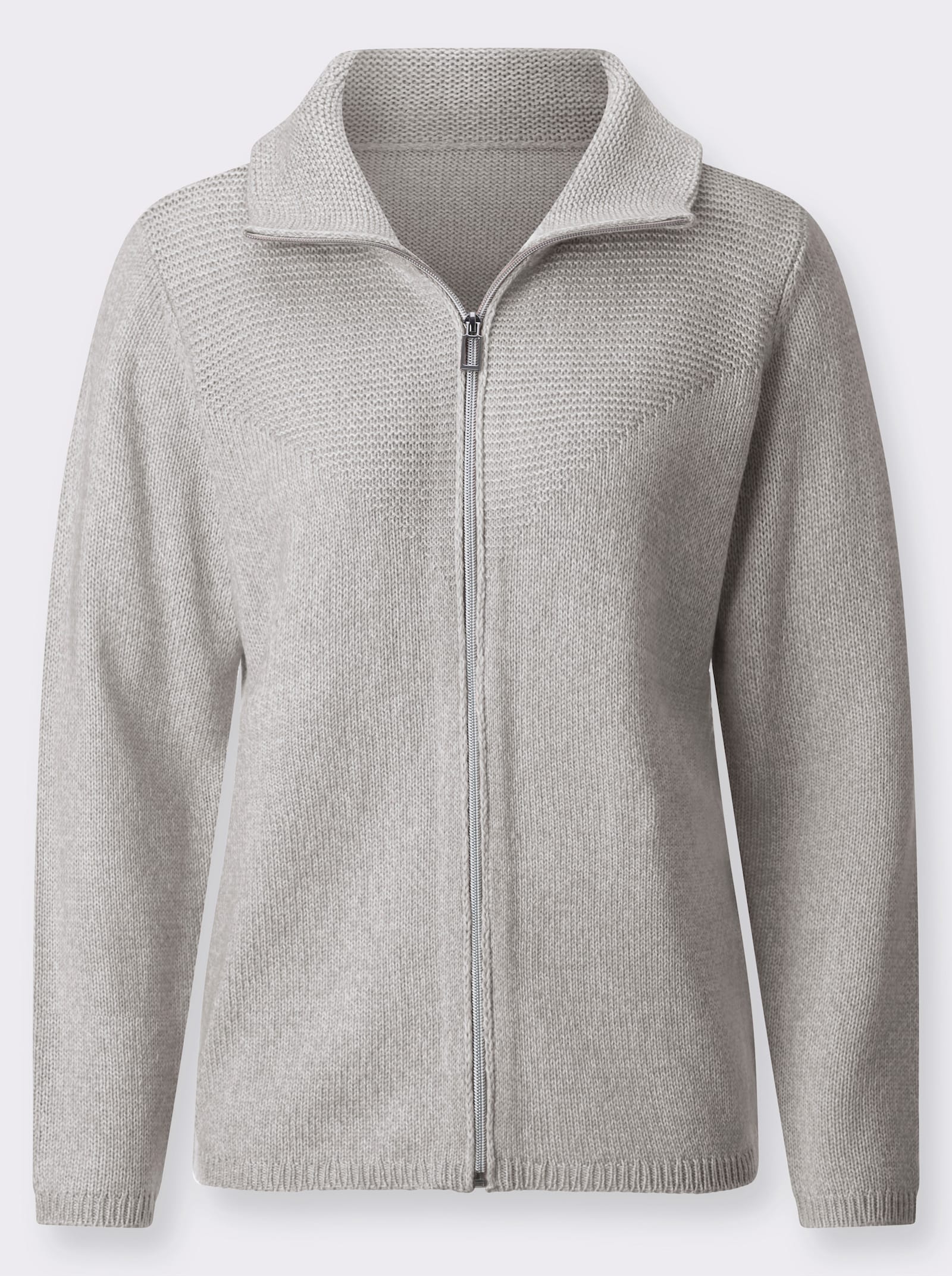 Strickjacke - steingrau-hellgrau-meliert
