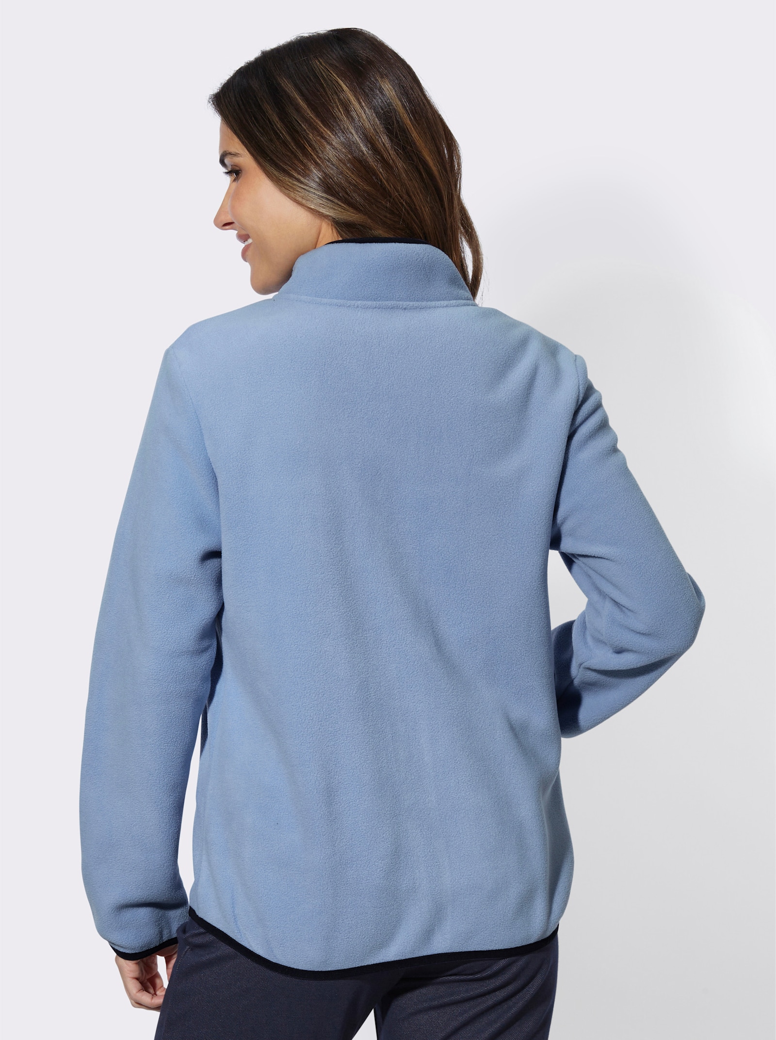 Fleecejacke mit Kontrast-Paspelierung - bleu-marine