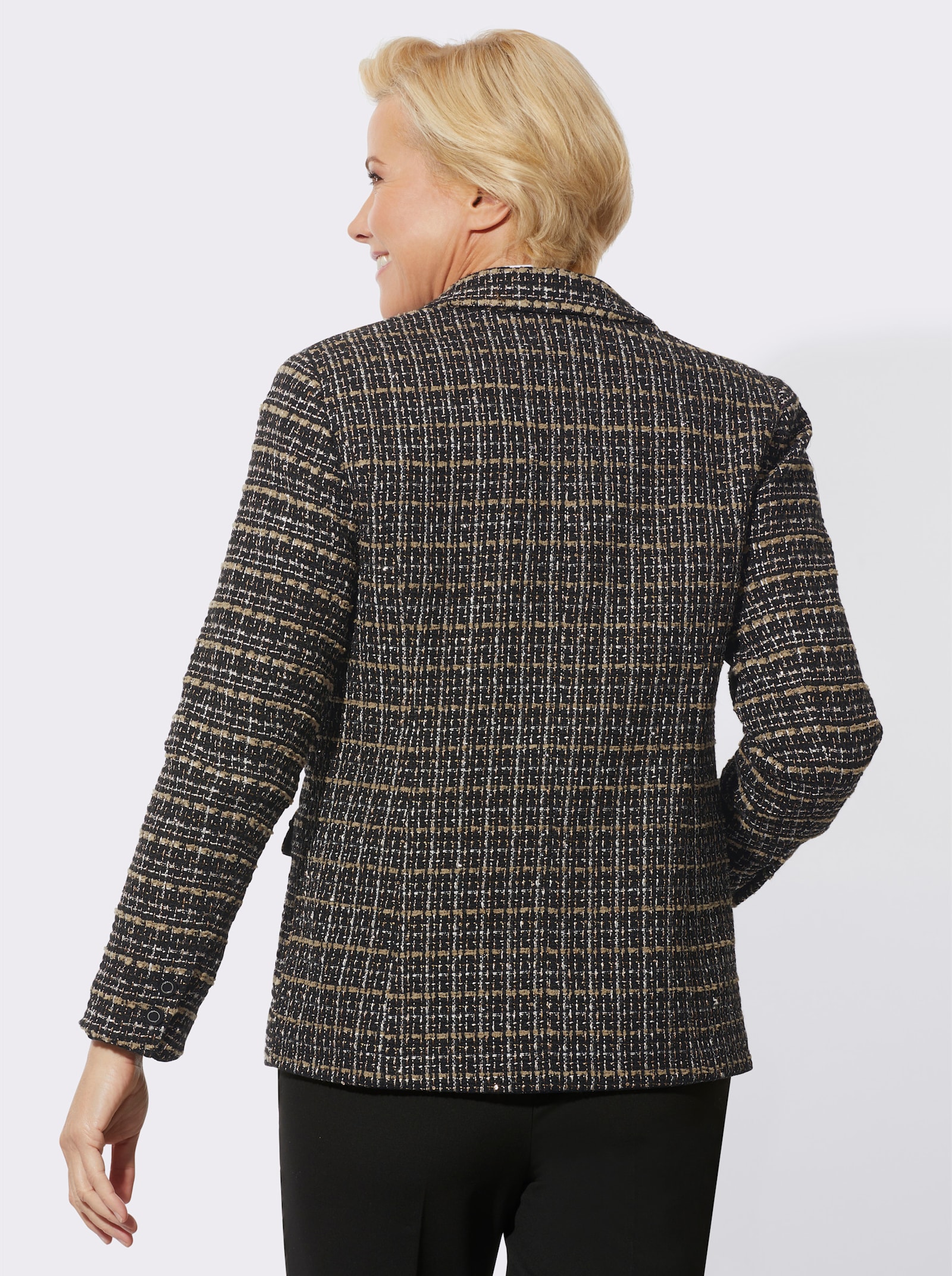 Bouclé-Blazer mit Glitzergarn - camel-schwarz-gemustert