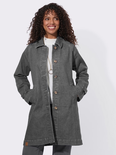 Kurzmantel aus weichem Denim - stone-grey-denim