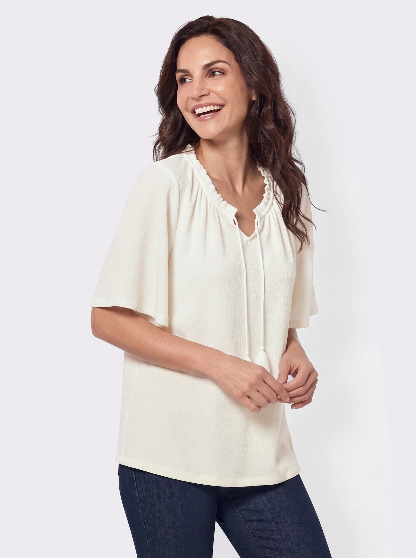 Shirt in Jacquard-Struktur - ecru