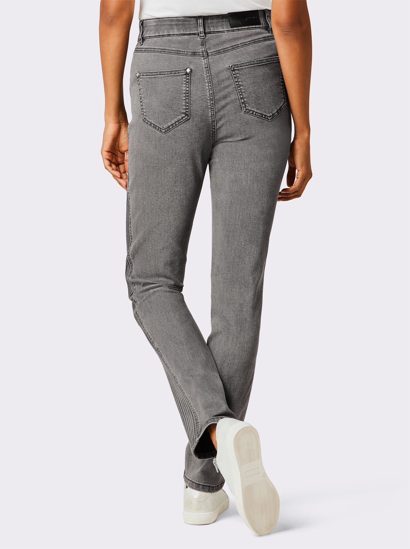 CREATION L PREMIUM Stretchjeans met biezen opzij - light grey-denim