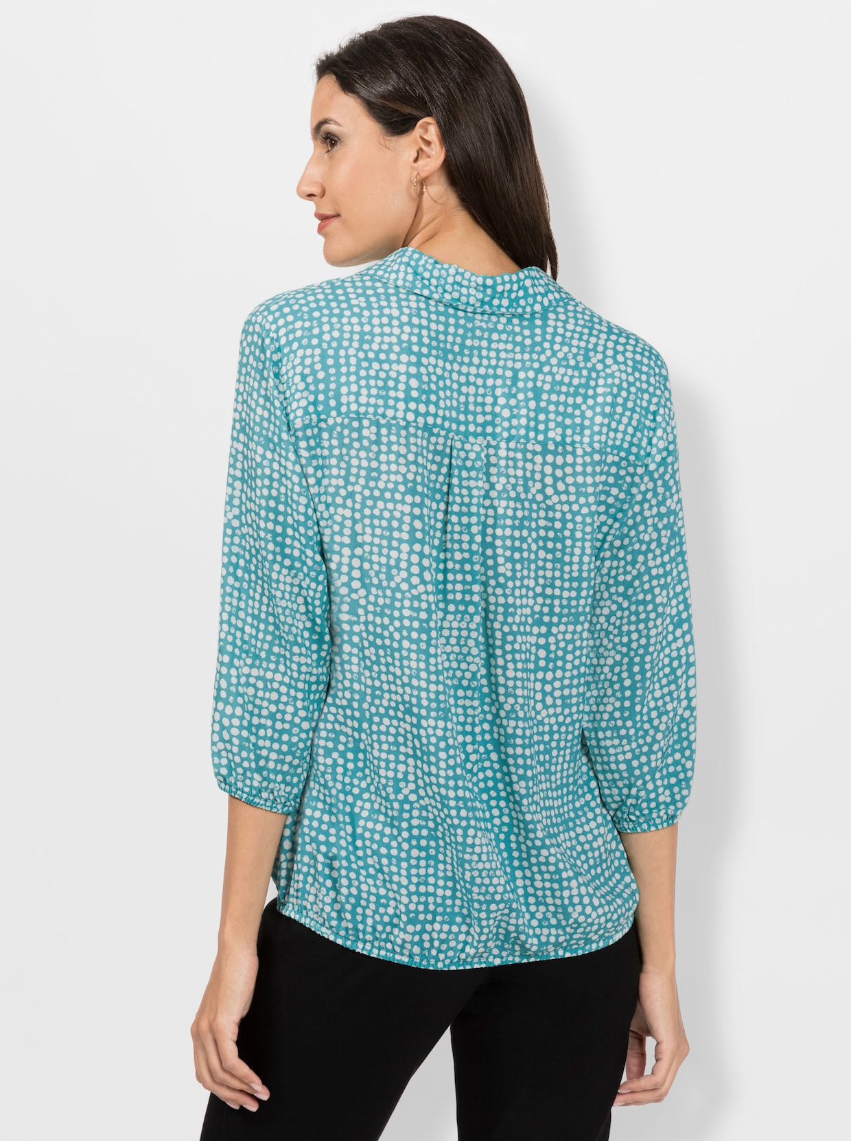 Comfortabele blouse - oceaan/wit bedrukt