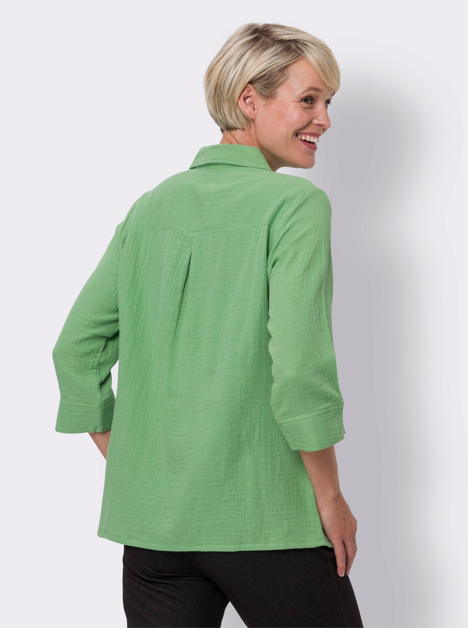 Baumwollbluse in Musselin-Qualität - apfel