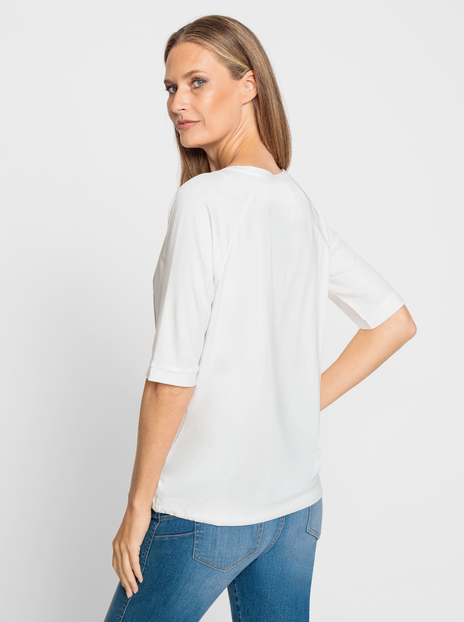 heine Kurzarmshirt mit Tunnelzug am Saum - ecru