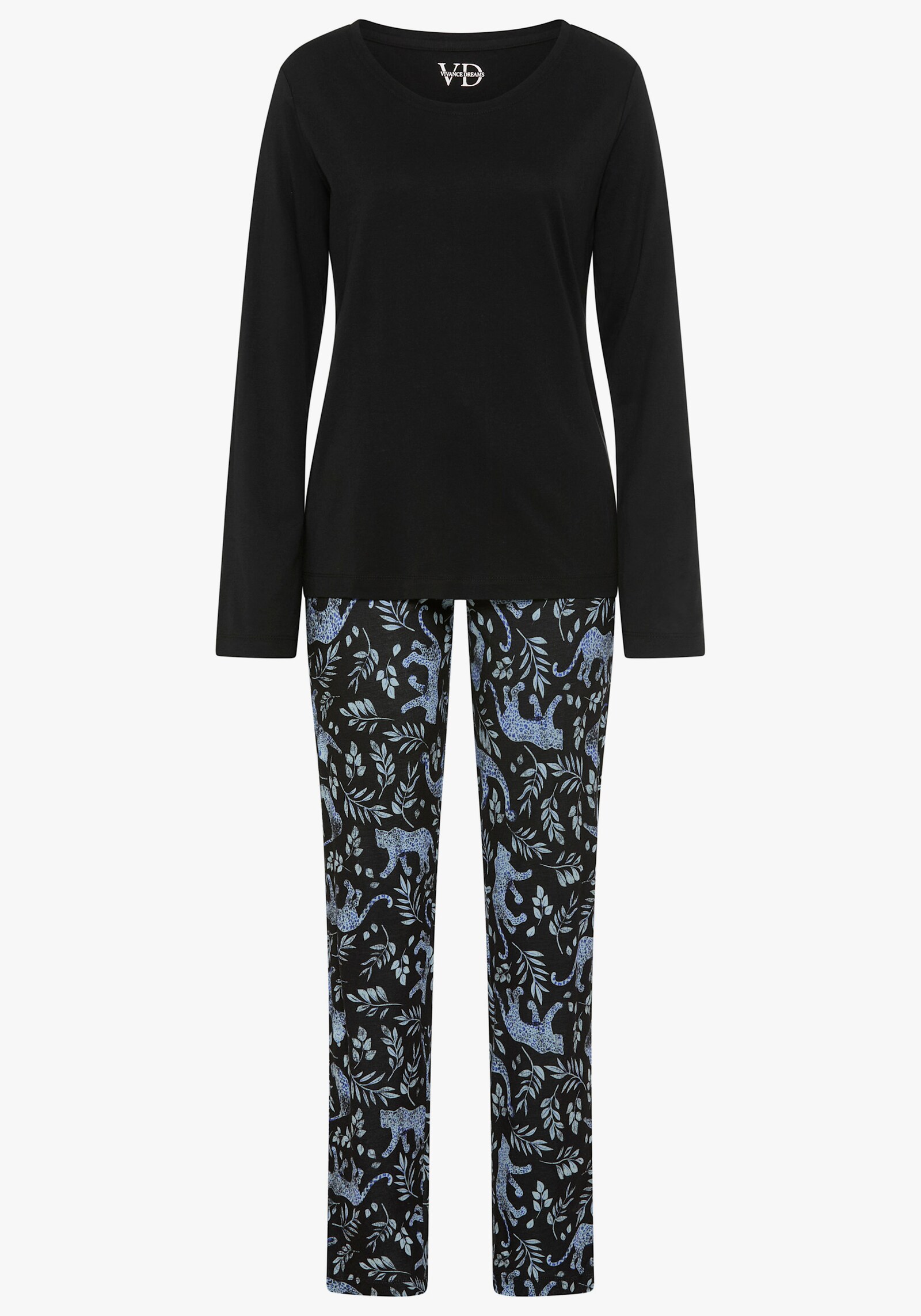 Vivance Dreams Pyjama - schwarz bedruckt