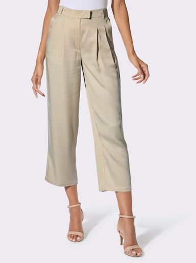 Bundfaltenhose mit modisch weiten Beinen - sand