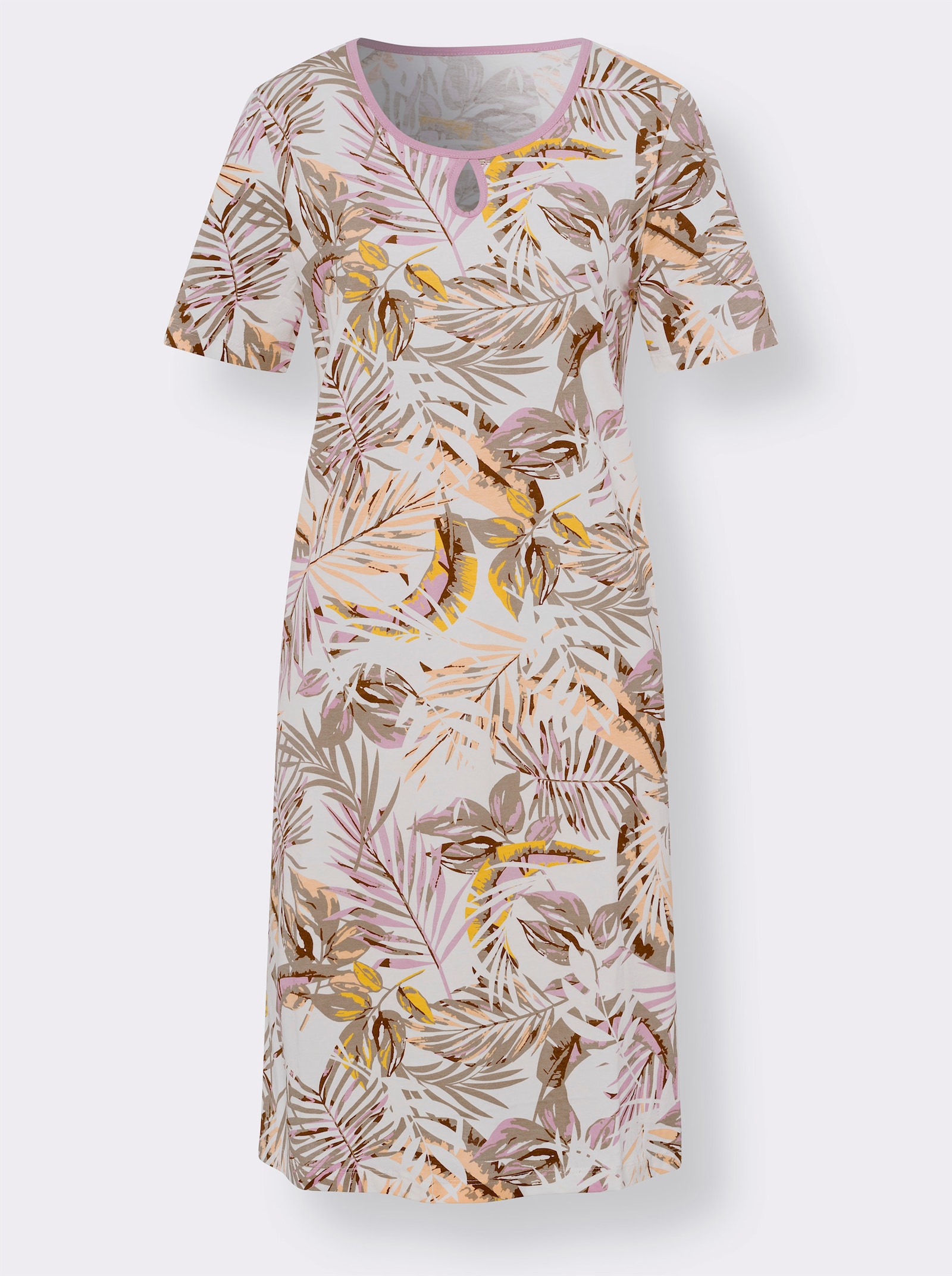 Nošná košeľa s kvapkovým výstrihom - svetlobéžová potlač