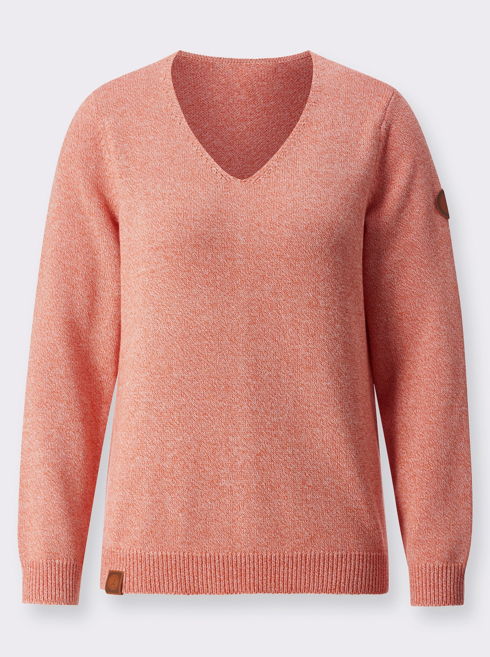 Pulóver s rebrov.zakončeniami - Papájový melír