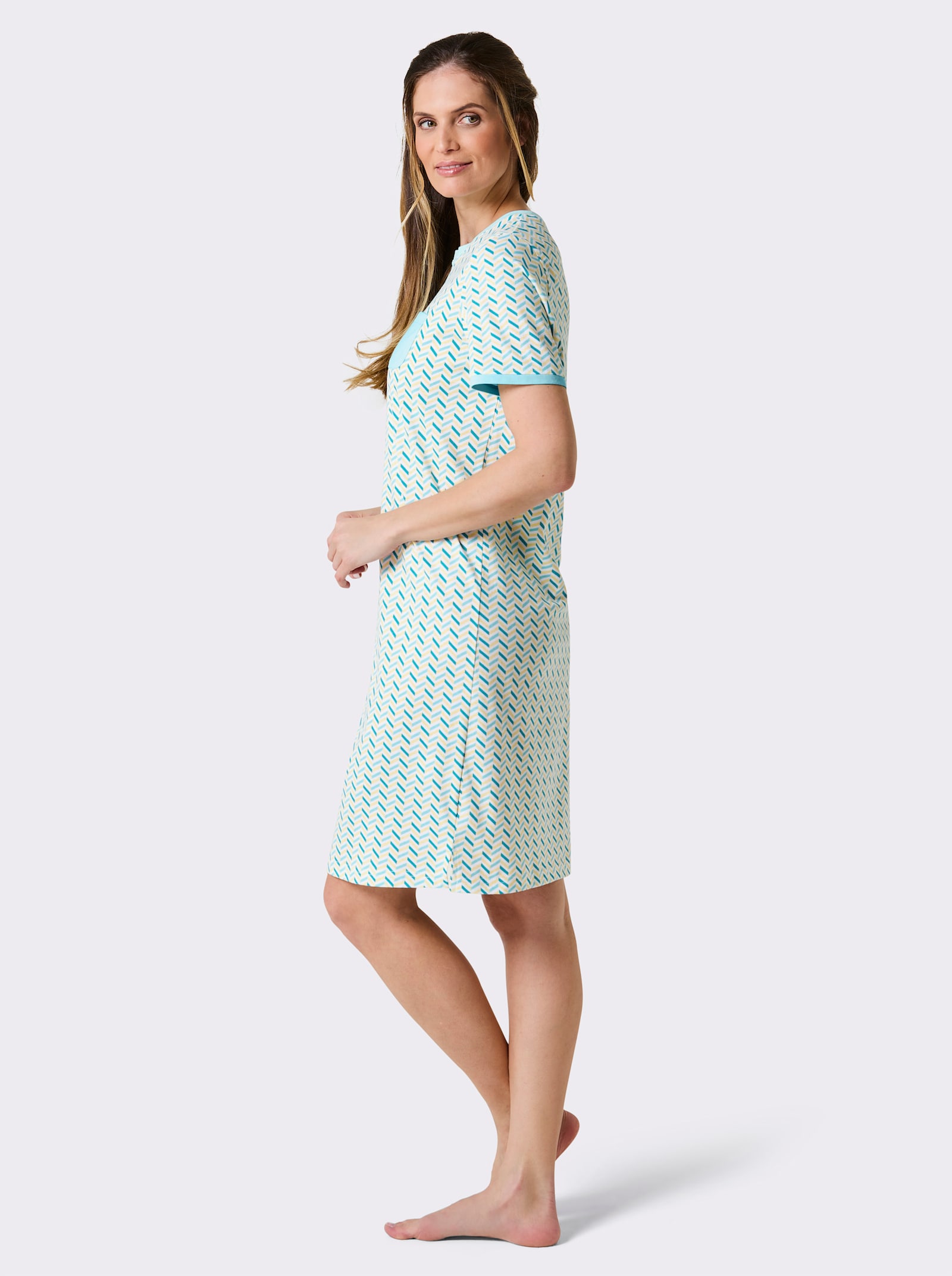 wäschepur Sleepshirts - aquamarin-weiß-bedruckt + flamingo-weiß-bedruckt