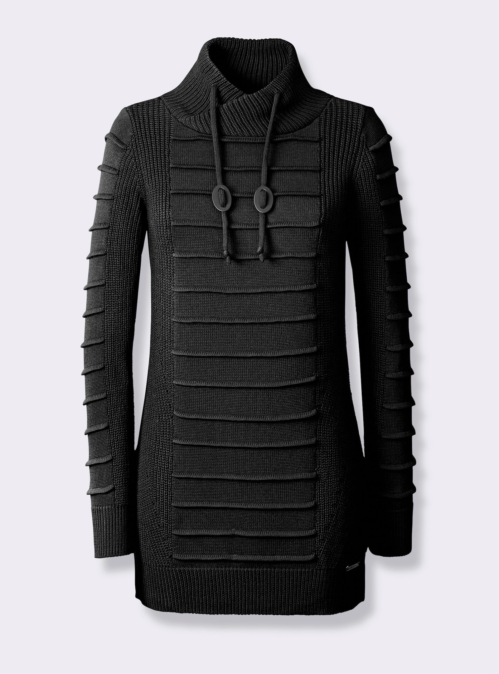 Longpullover mit Struktur-Partien - schwarz