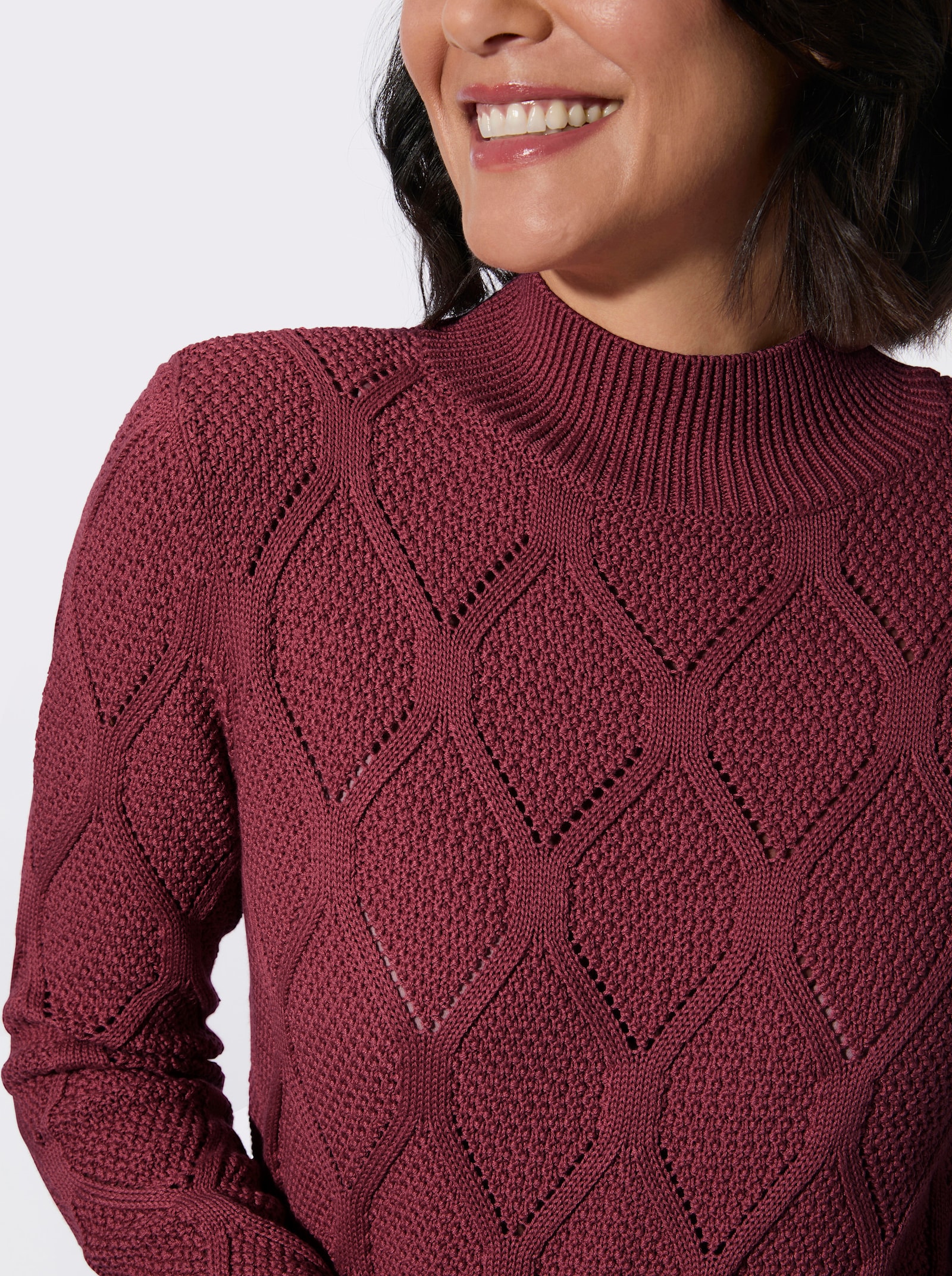 Stehkragenpullover - dunkelrot