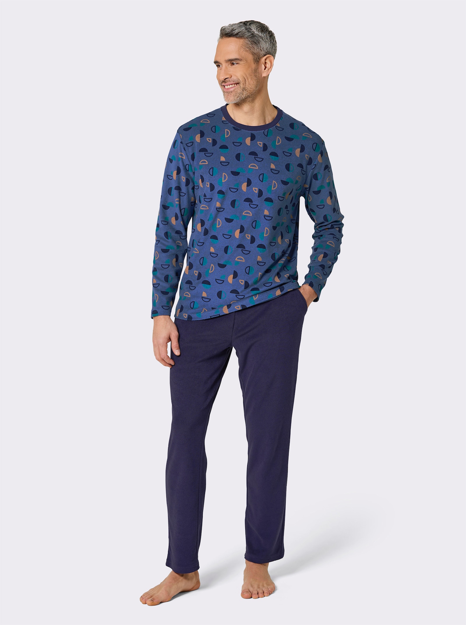 wäschepur men Schlafanzug - marine-jeansblau-bedruckt