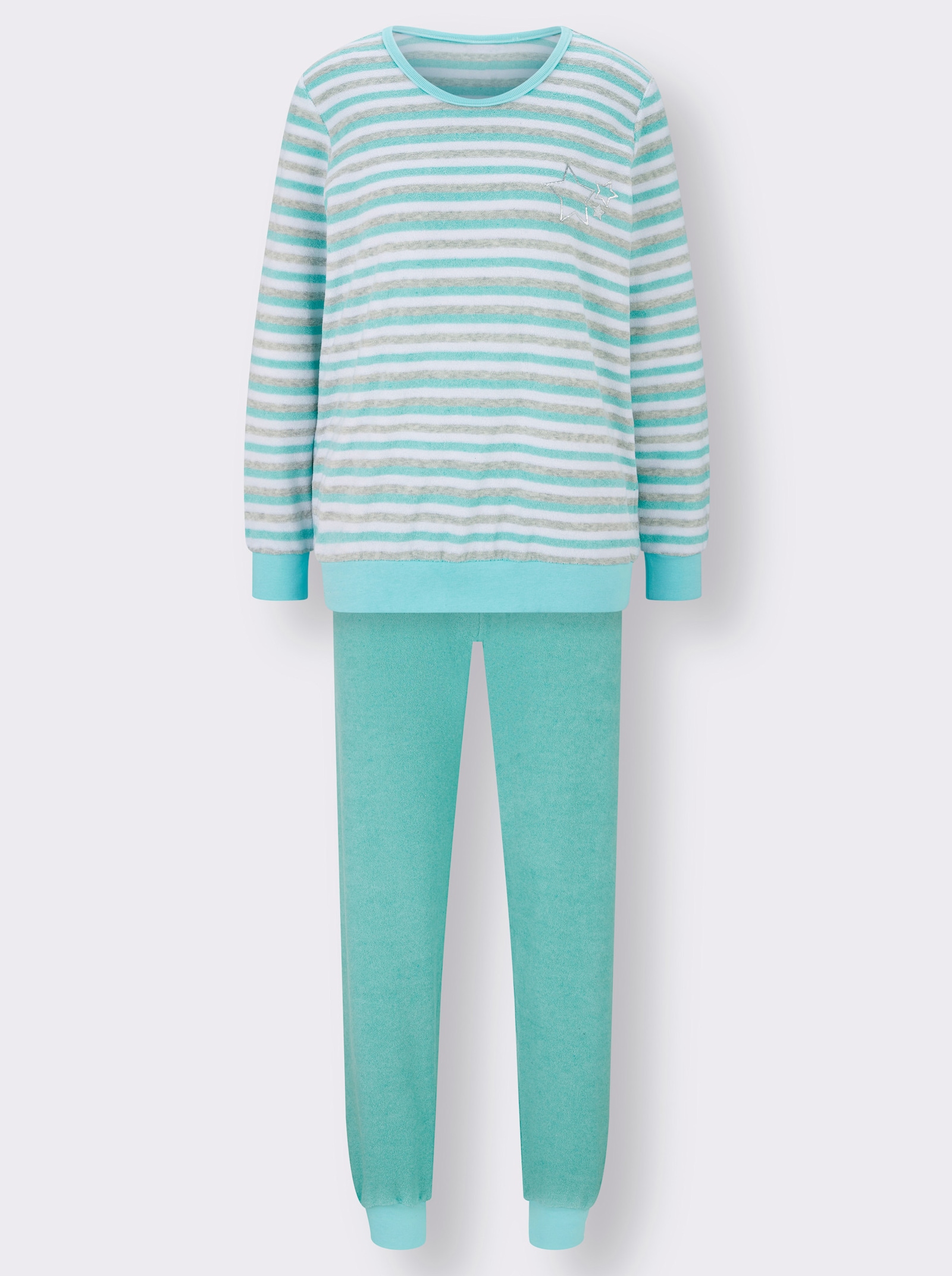 wäschepur Pyjamas av finfrotté - mint, randig