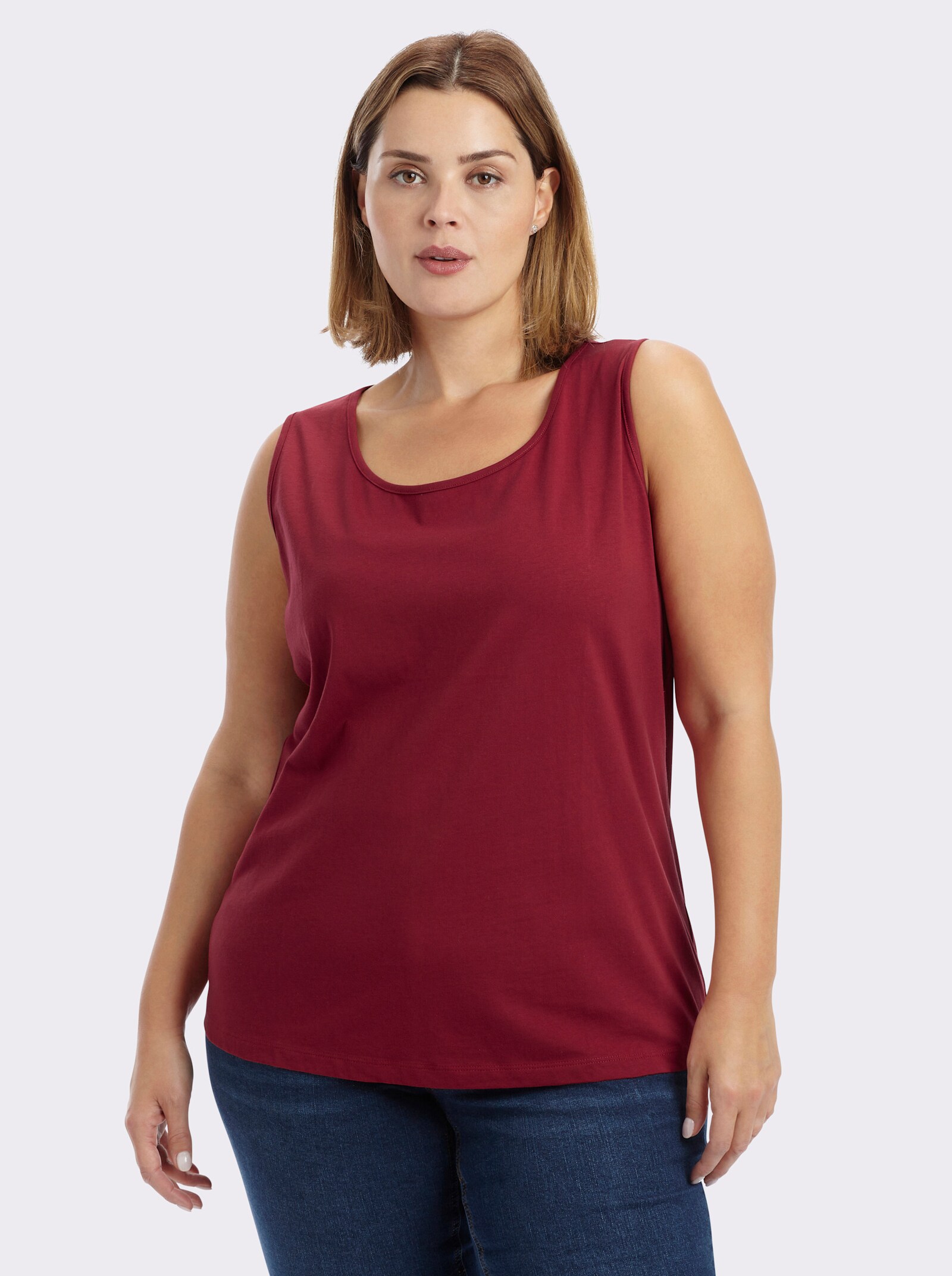 sheego Tanktop im Doppelpack - kirsche-weiß