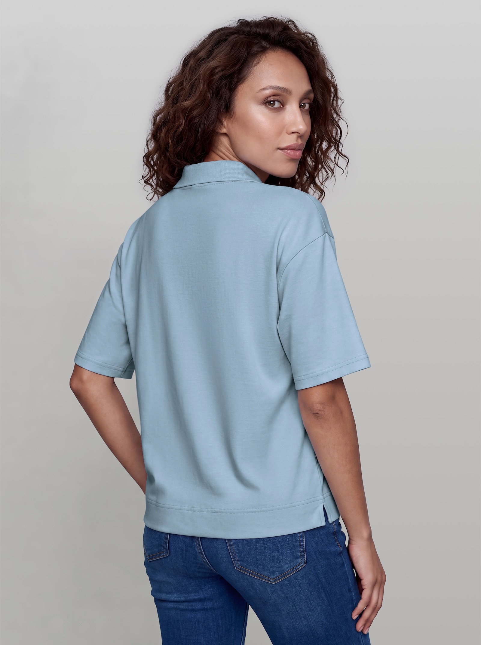 heine Blusenshirt mit Kragen - hellblau