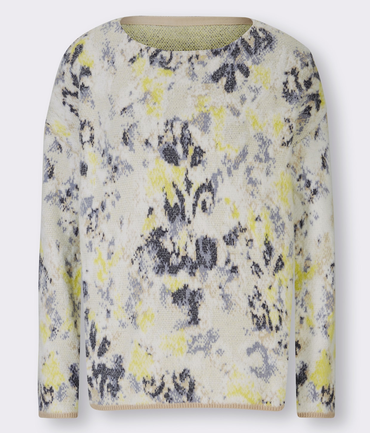 heine Pullover met lange mouwen - beige/duivenblauw gedessineerd
