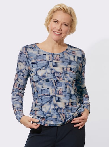 Rundhalsshirt in geschmeidiger Single-Jersey-Qualität - hortensie-taubenblau-bedruckt
