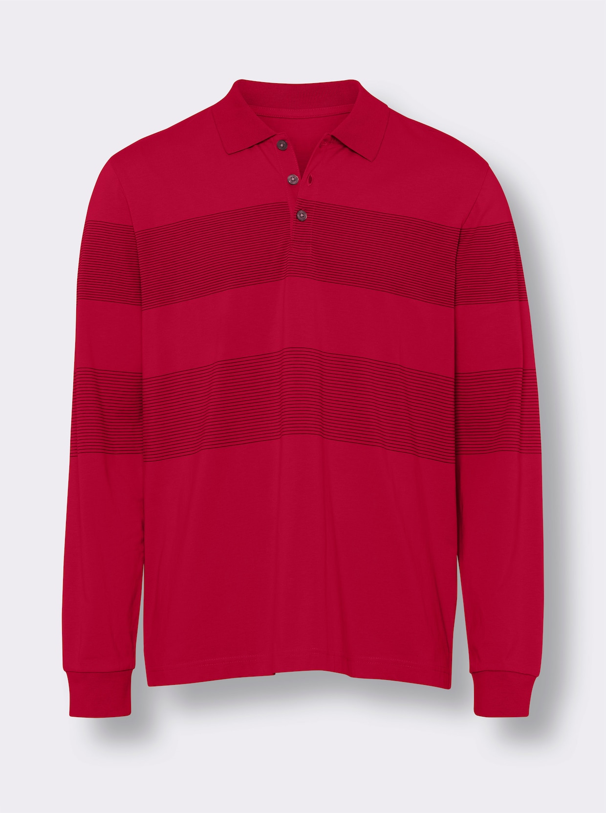 Langarm-Poloshirt - rot-dunkelrot