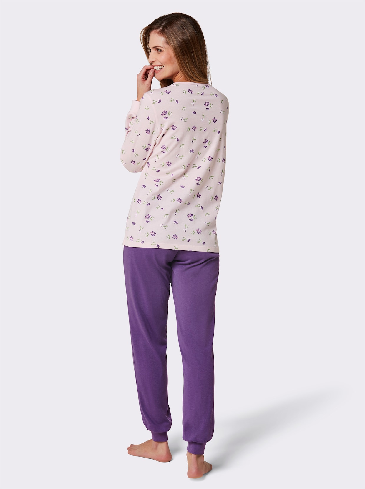 wäschepur Schlafanzüge - rosé-lila-bedruckt + lila