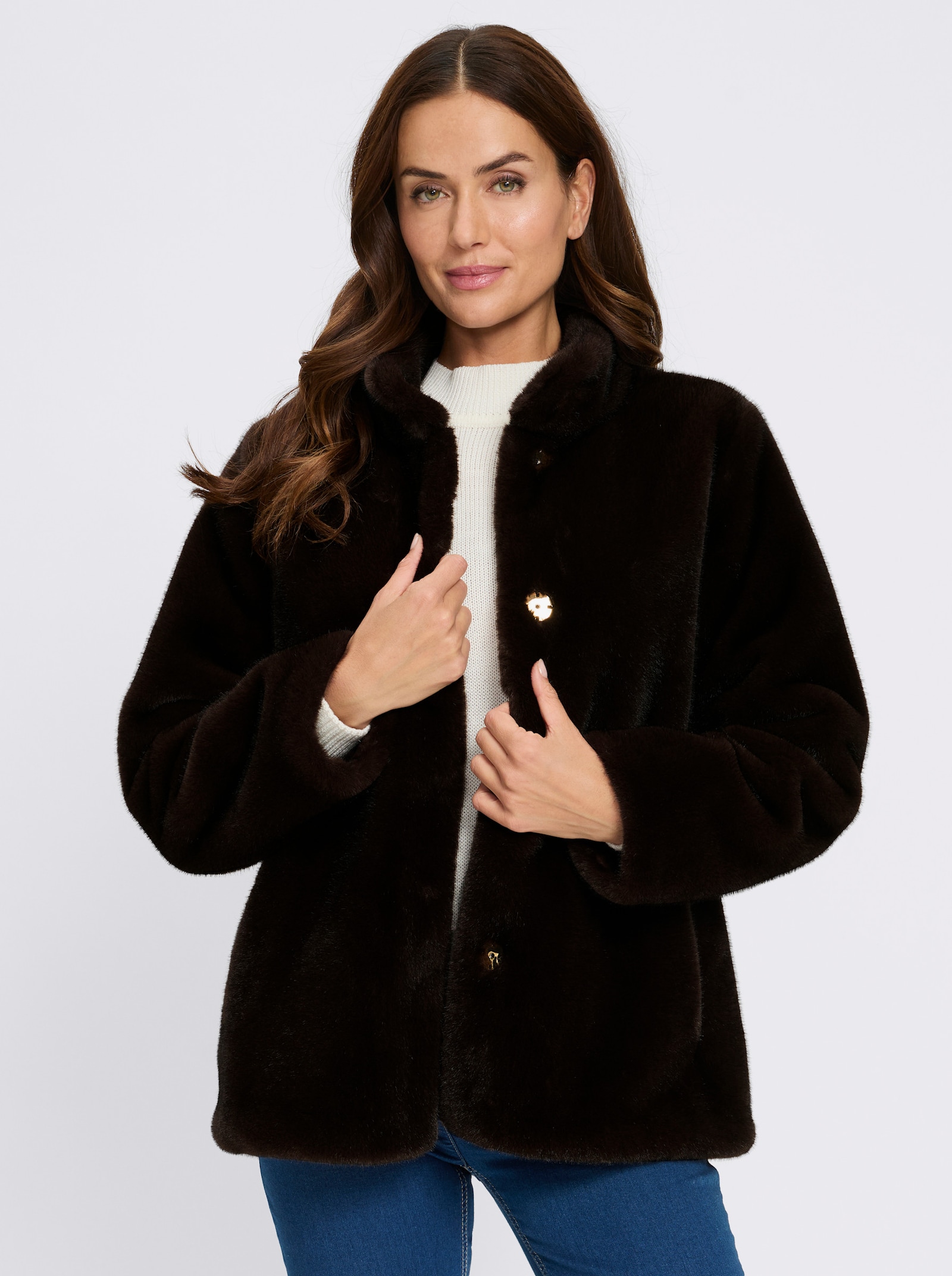 heine Pelzimitat-Jacke - schoko