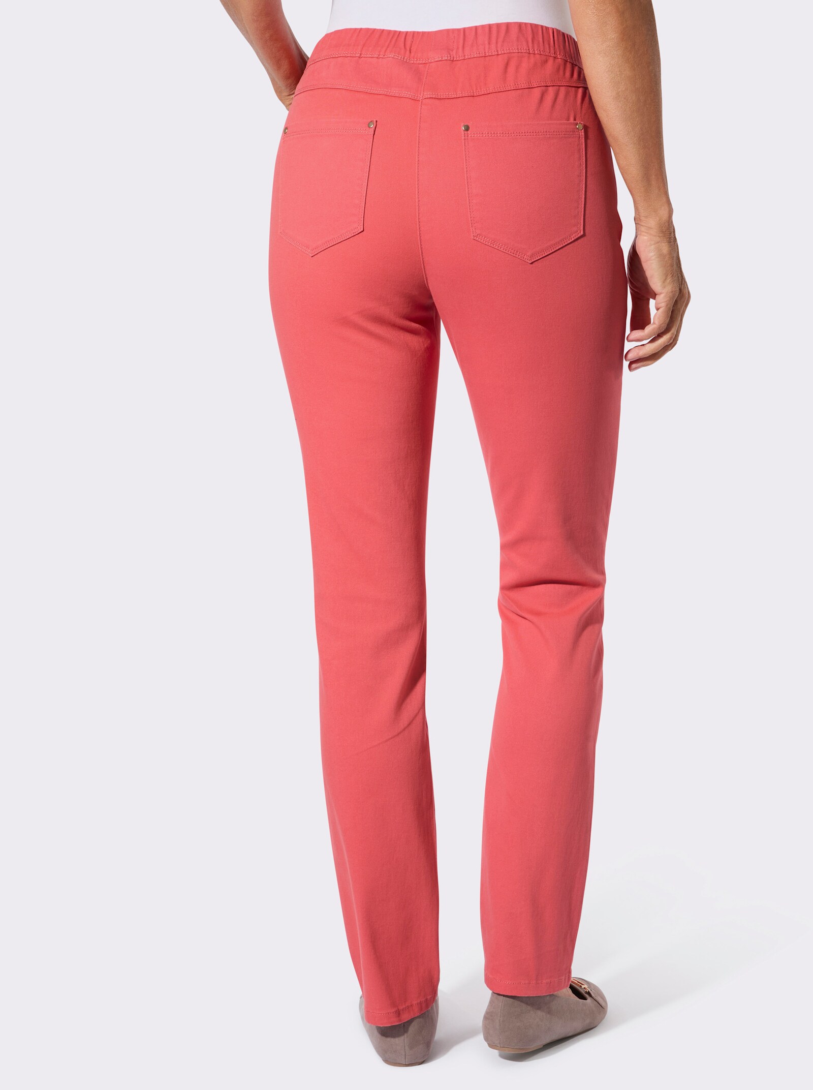 Schlupfjeans mit Schmuckknöpfen - grapefruit