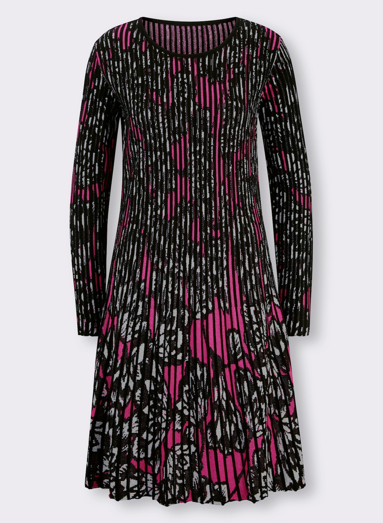 heine Robe en tricot - noir-fuchsia à motifs