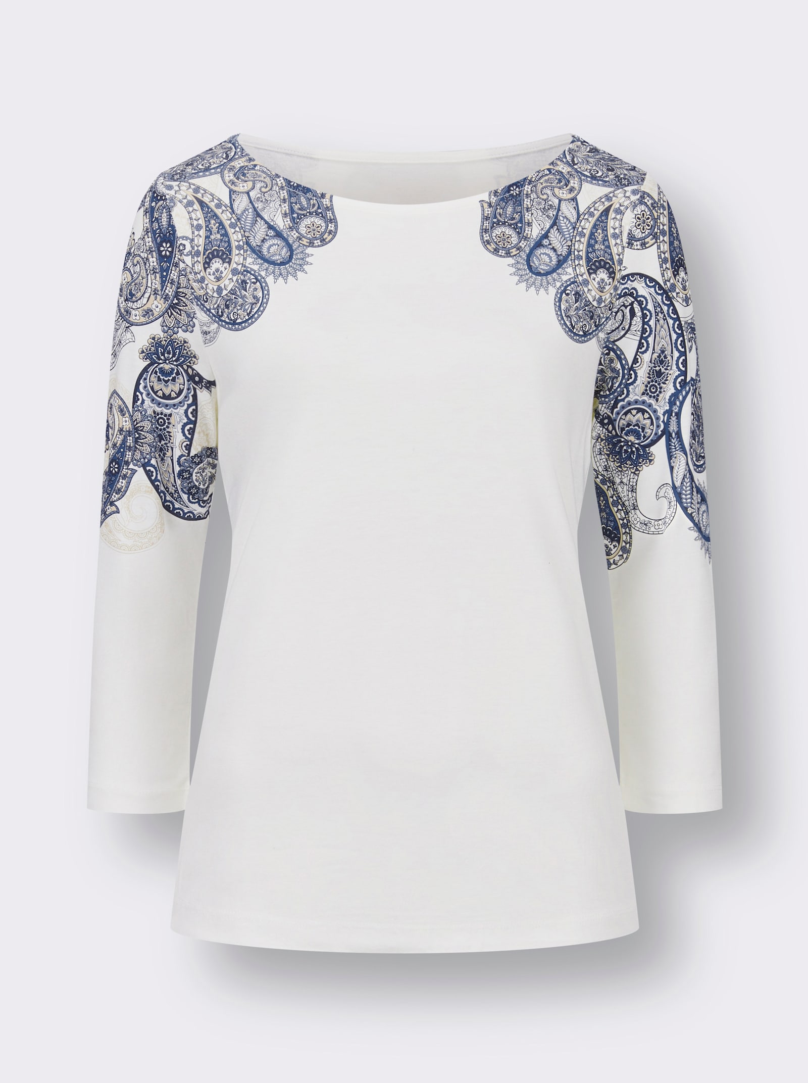 3/4-Arm-Shirt mit Paisley-Druck - ecru-marine-bedruckt