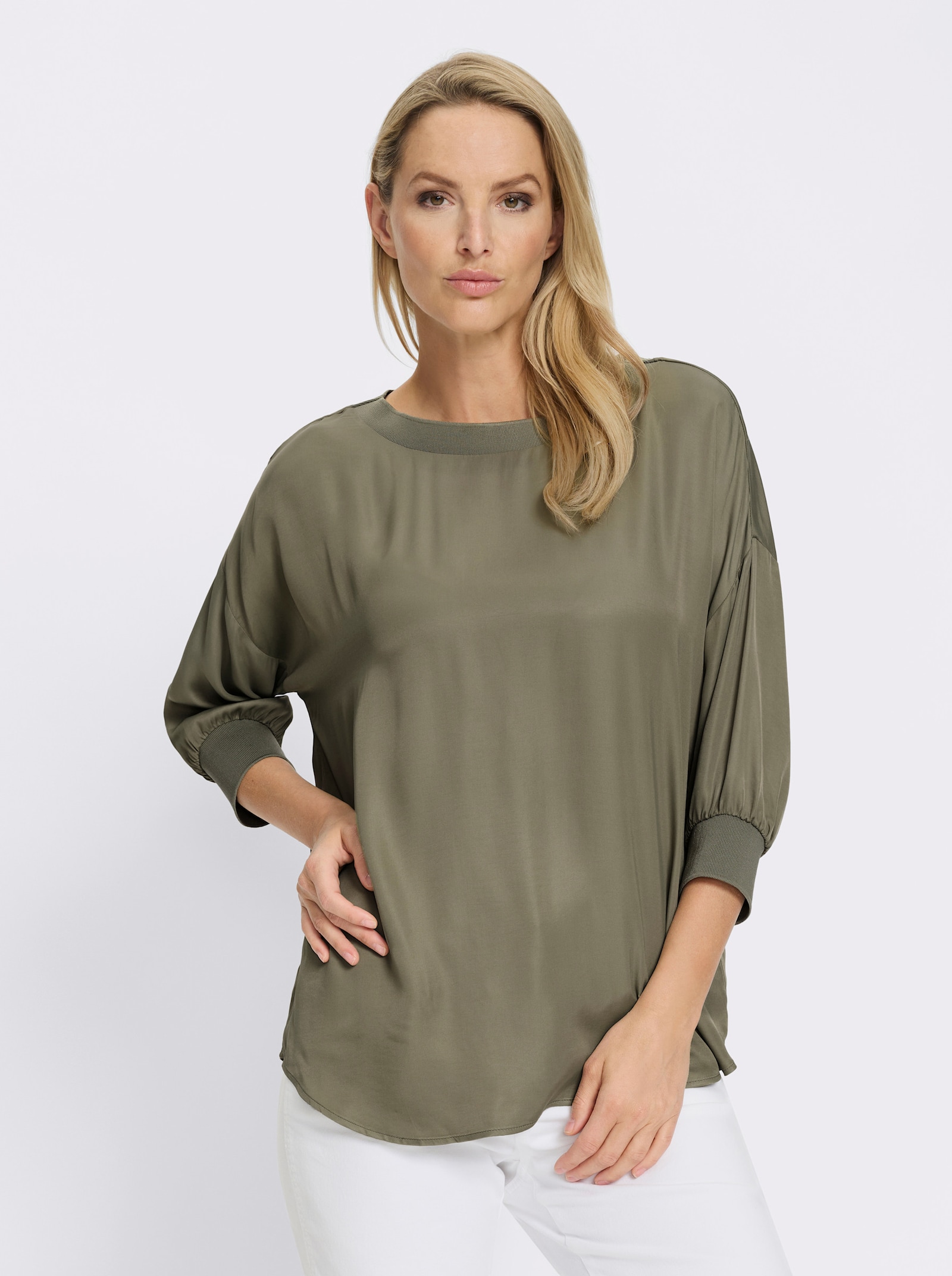 heine Satinbluse mit 3/4-Arm - khaki