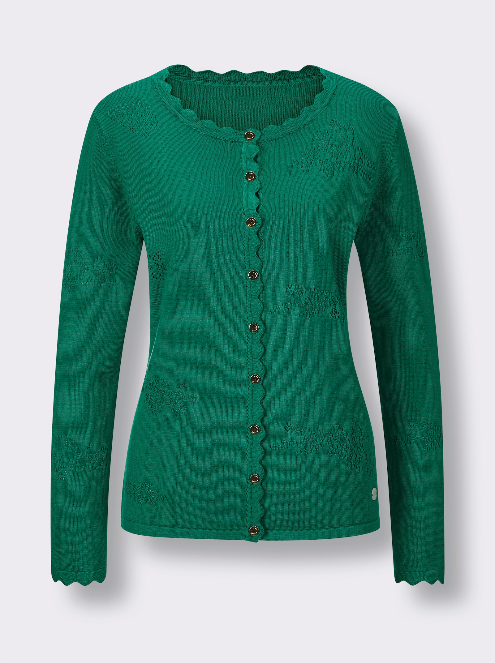 CREATION L PREMIUM Ajourstrickjacke mit 55% Seide - grün
