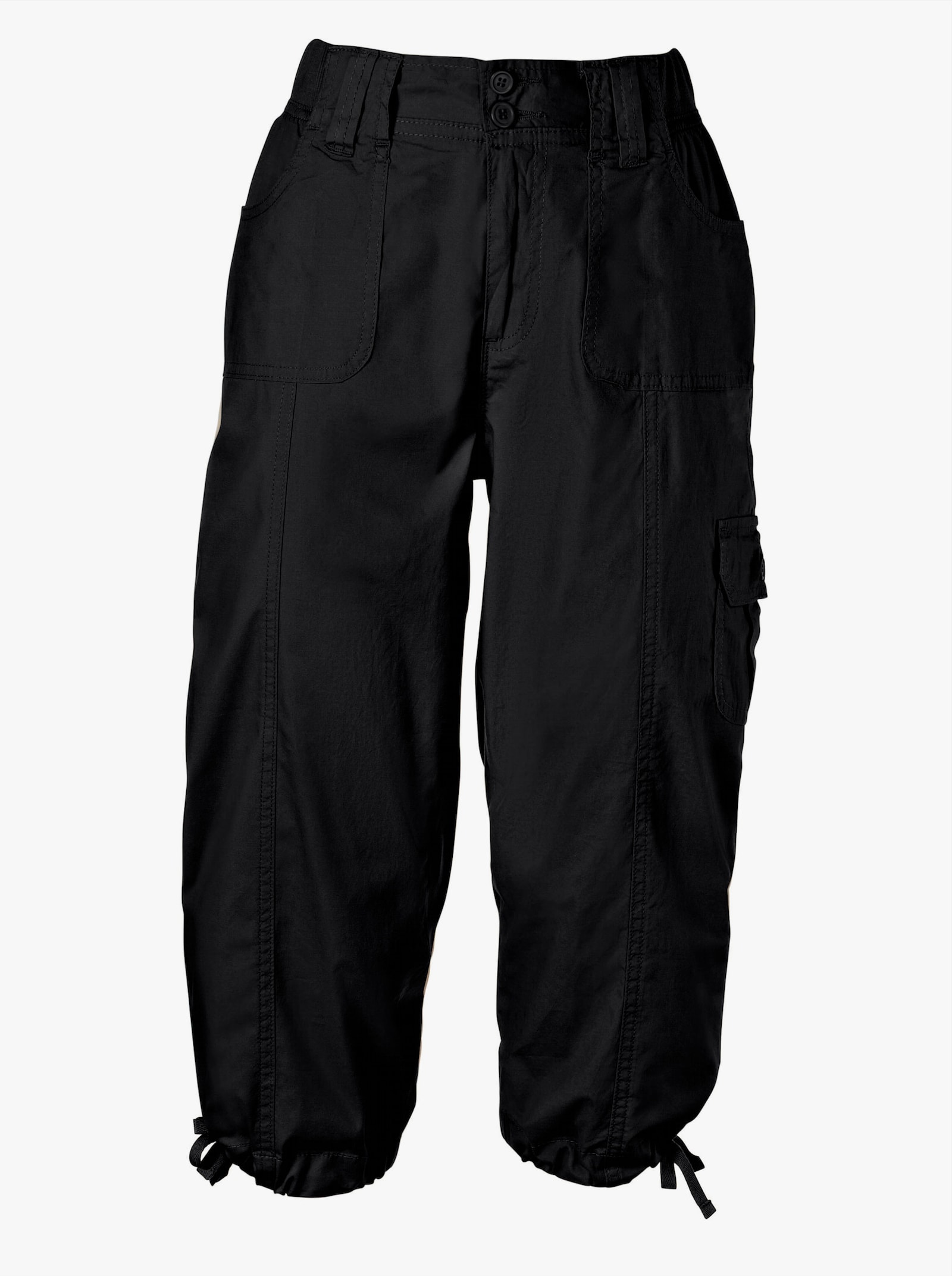 Caprihose mit weitenverstellbarem Saum - schwarz