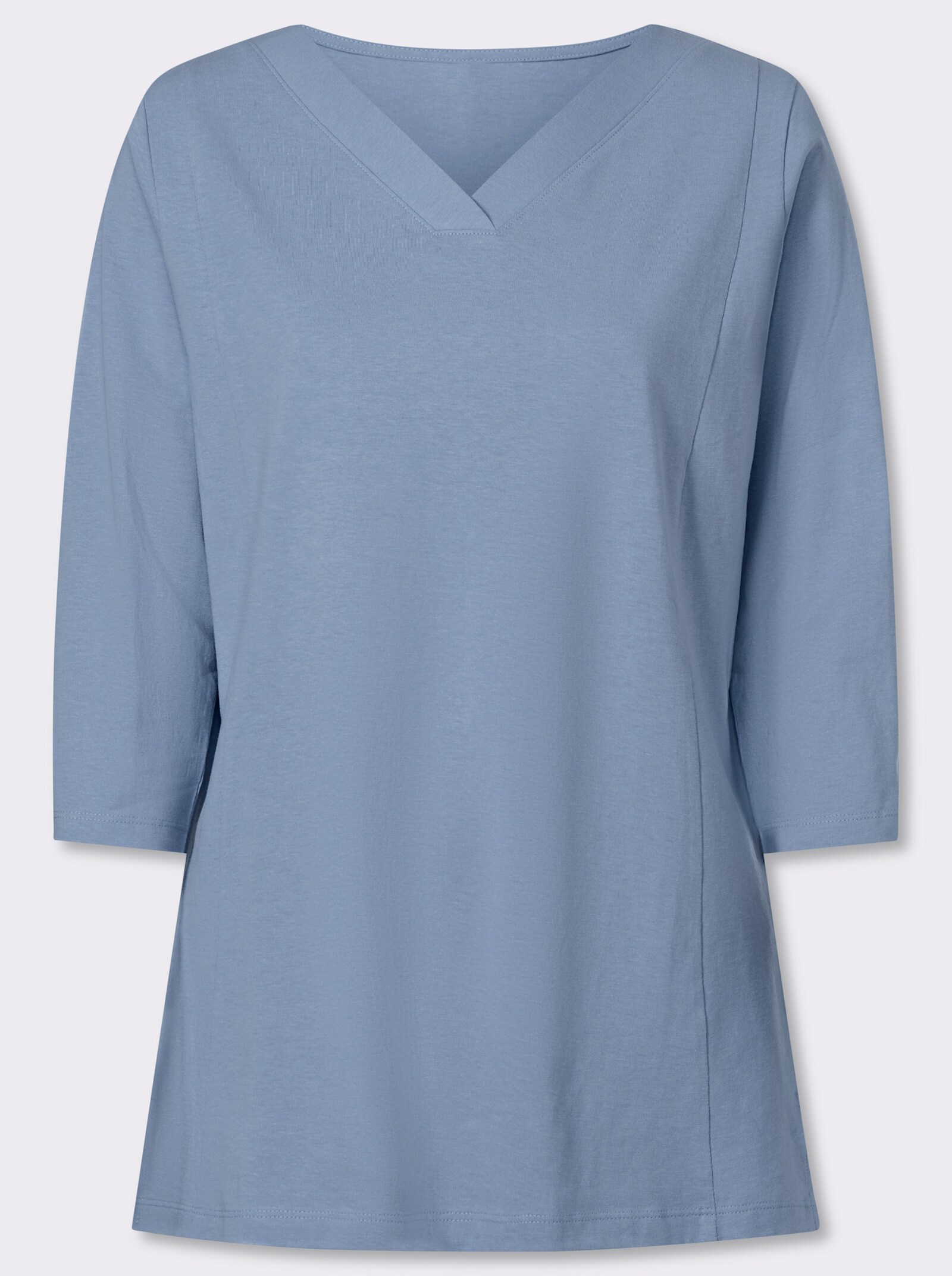 Longshirt mit überlappendem V-Ausschnitt - bleu