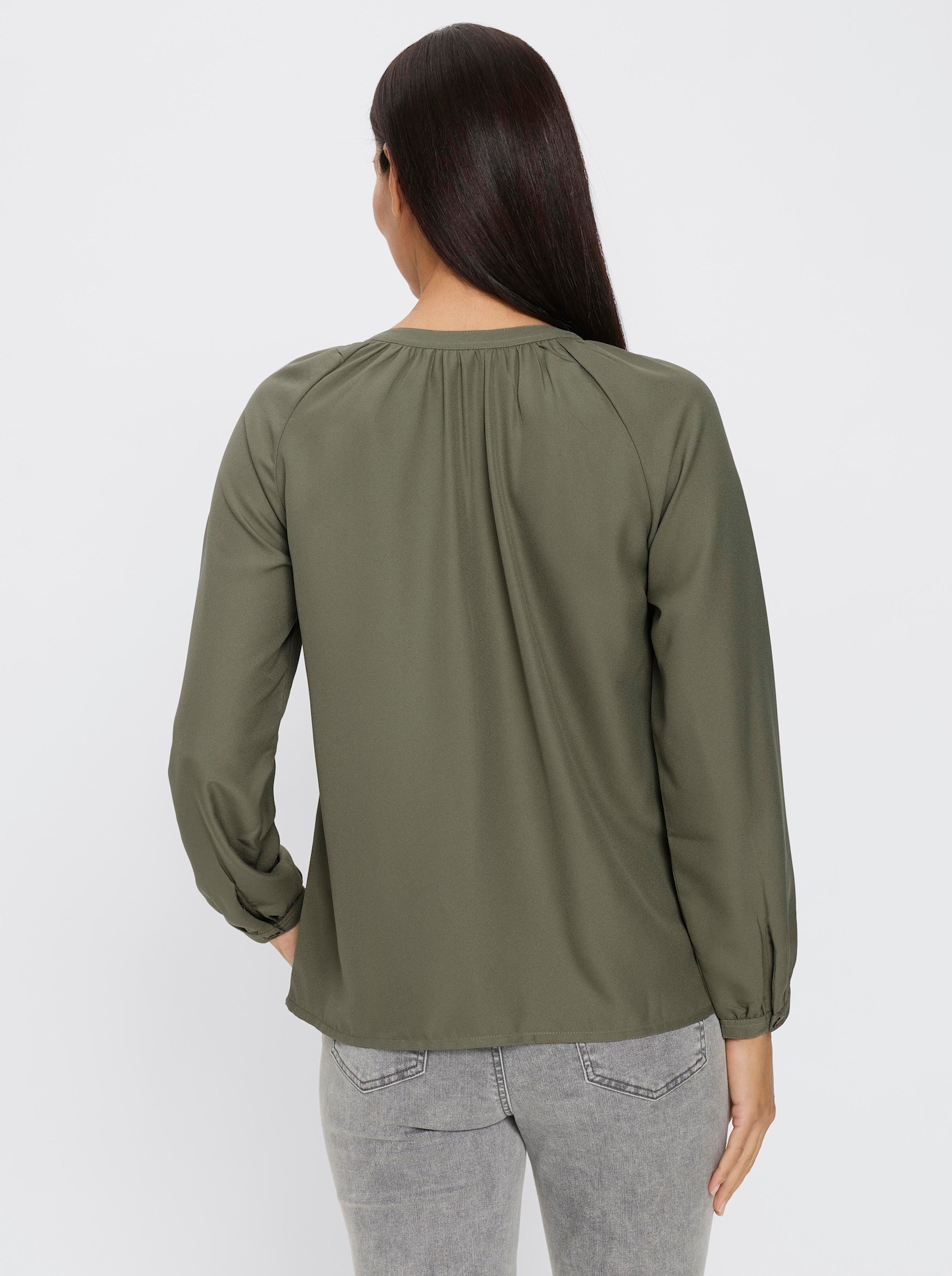 heine Schlupfbluse mit Schriftzug - moos-ecru