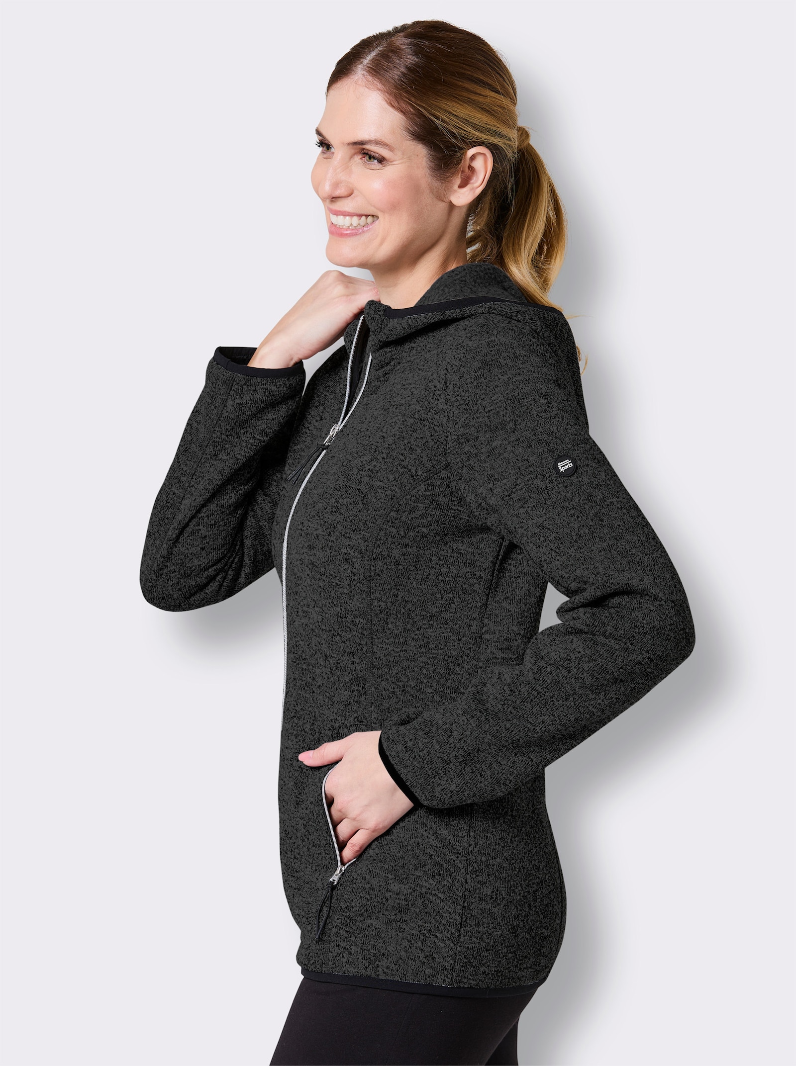 Catamaran Sports Strickfleecejacke mit Kapuze - graphit-meliert