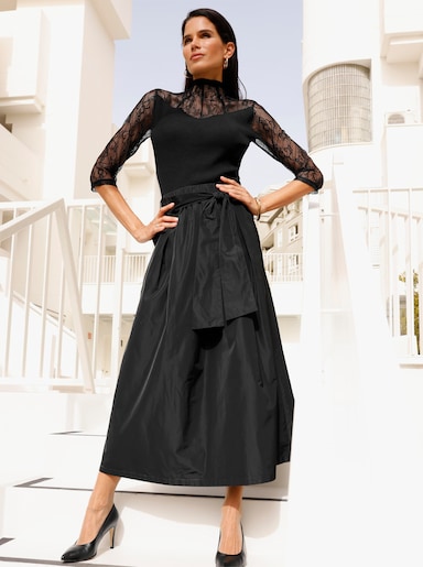 heine 3/4-Arm-Pullover mit Partien aus Spitze - schwarz