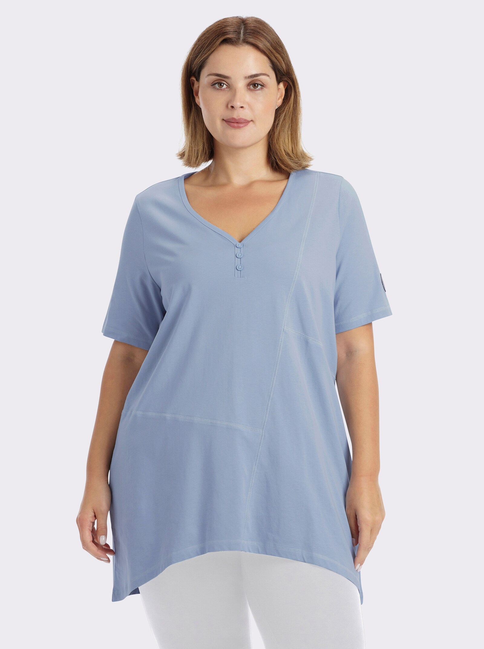 sheego Longshirt mit gerundetem Saum - bleu