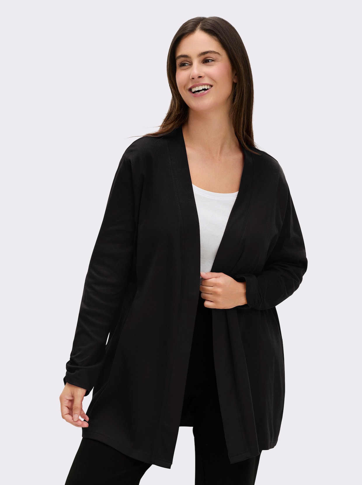 Shirtjacke mit Ärmel-Raffungen - schwarz