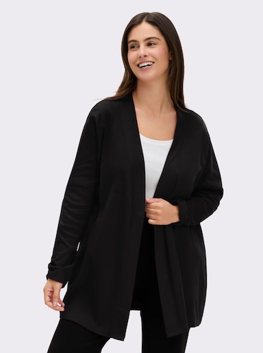 Shirtjacke mit Ärmel-Raffungen - schwarz