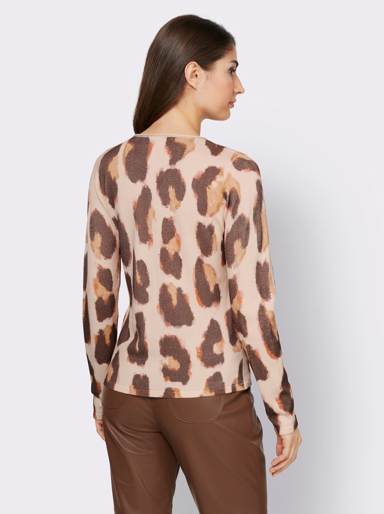 heine Pullover met ronde hals - ivoor/choco bedrukt
