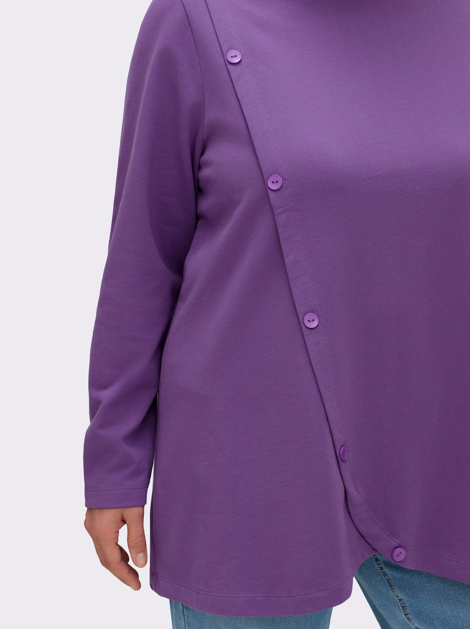 sheego Sweatshirt in Wickeloptik - lila