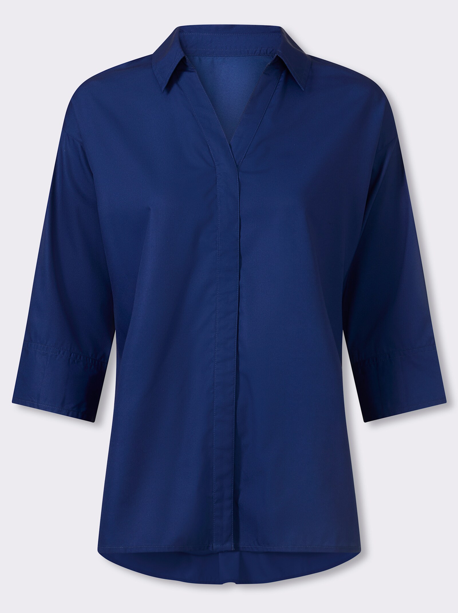 Longbluse mit Falte im Rückteil - royalblau