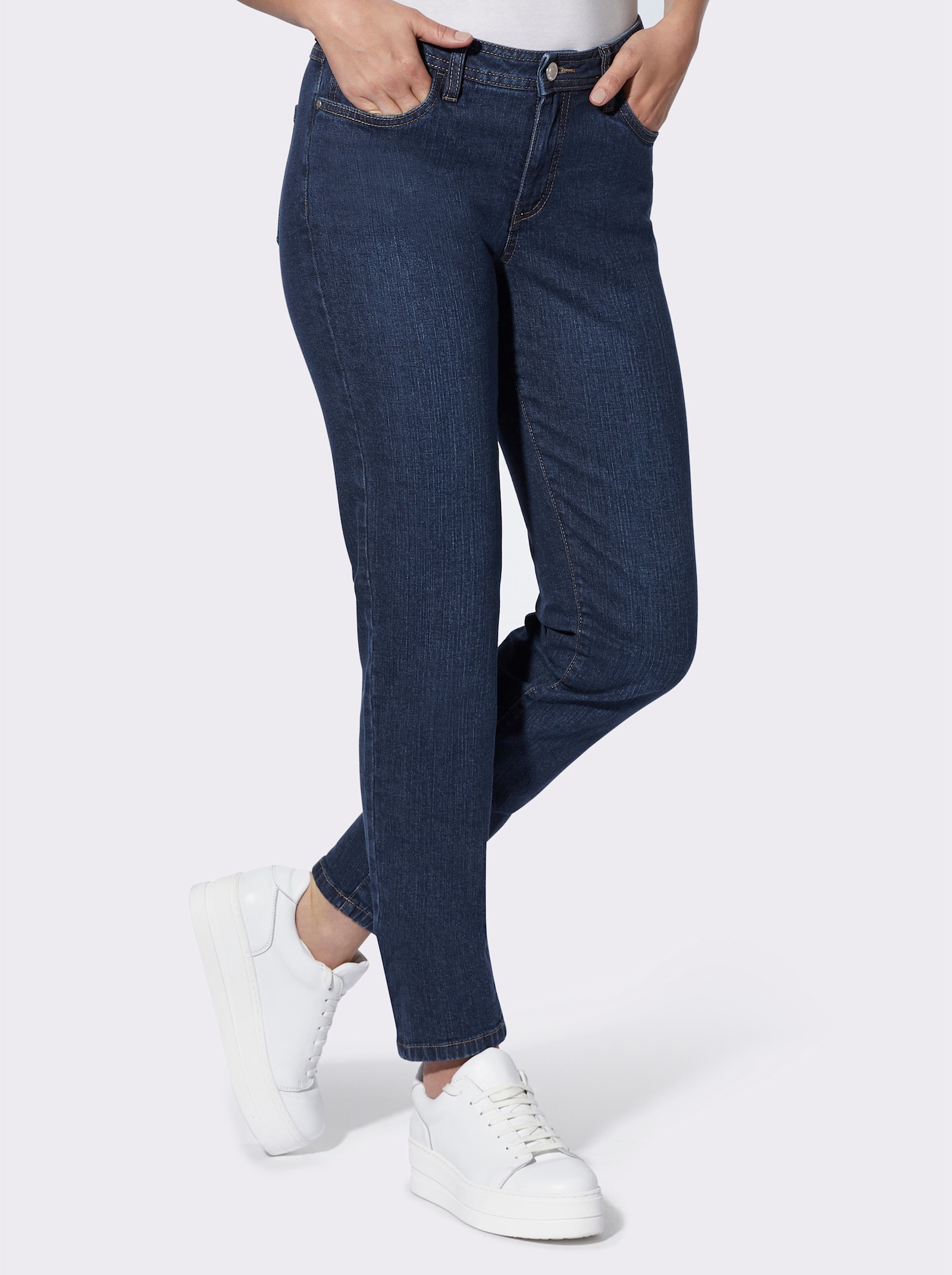 5-Pocket-Jeans mit schmalen Beinen - blue-stone-washed
