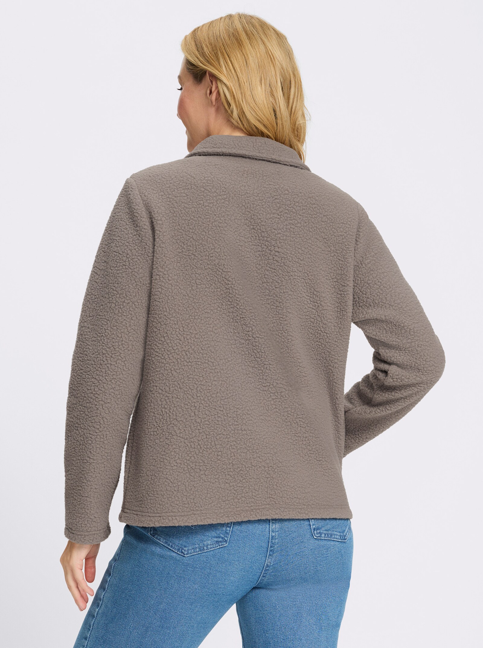 Fleecejacke mit Stehkragen - taupe