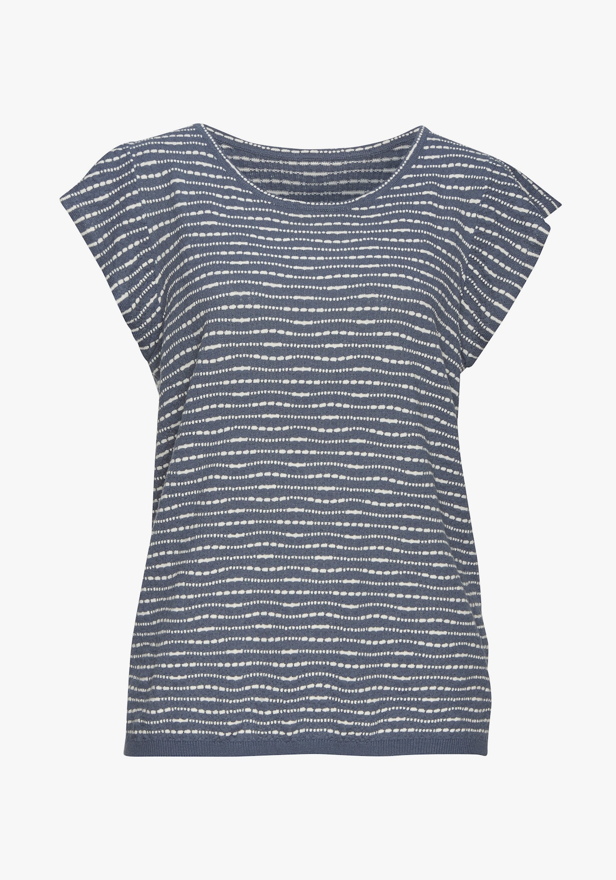 Vivance Shirt met ronde hals - rookblauw/crème