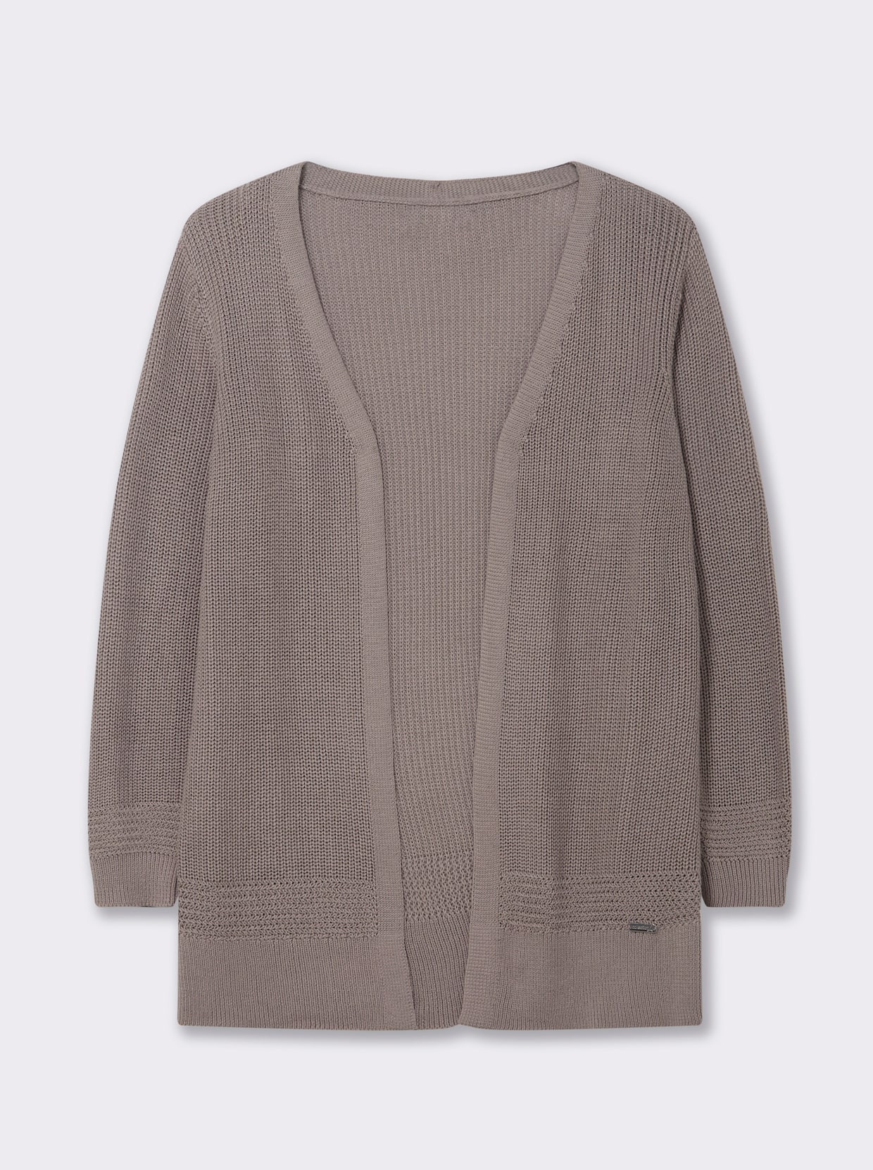 Longstrickjacke in passformgerechter Verarbeitung - taupe