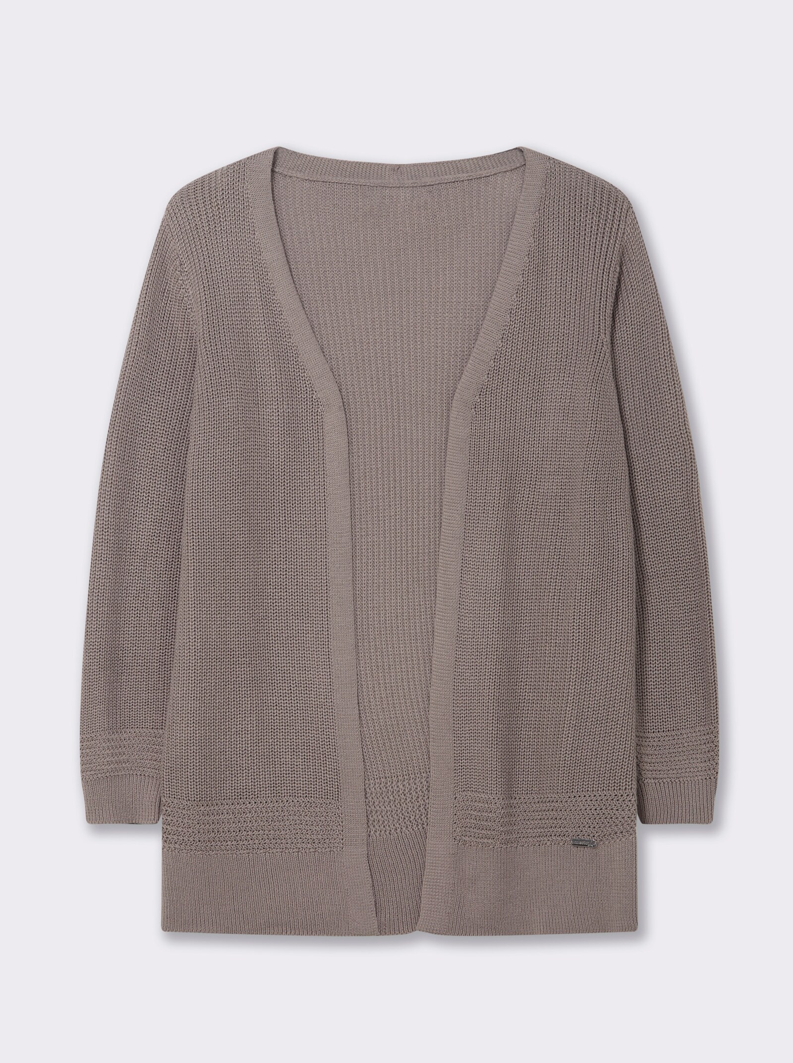 Longstrickjacke in passformgerechter Verarbeitung - taupe